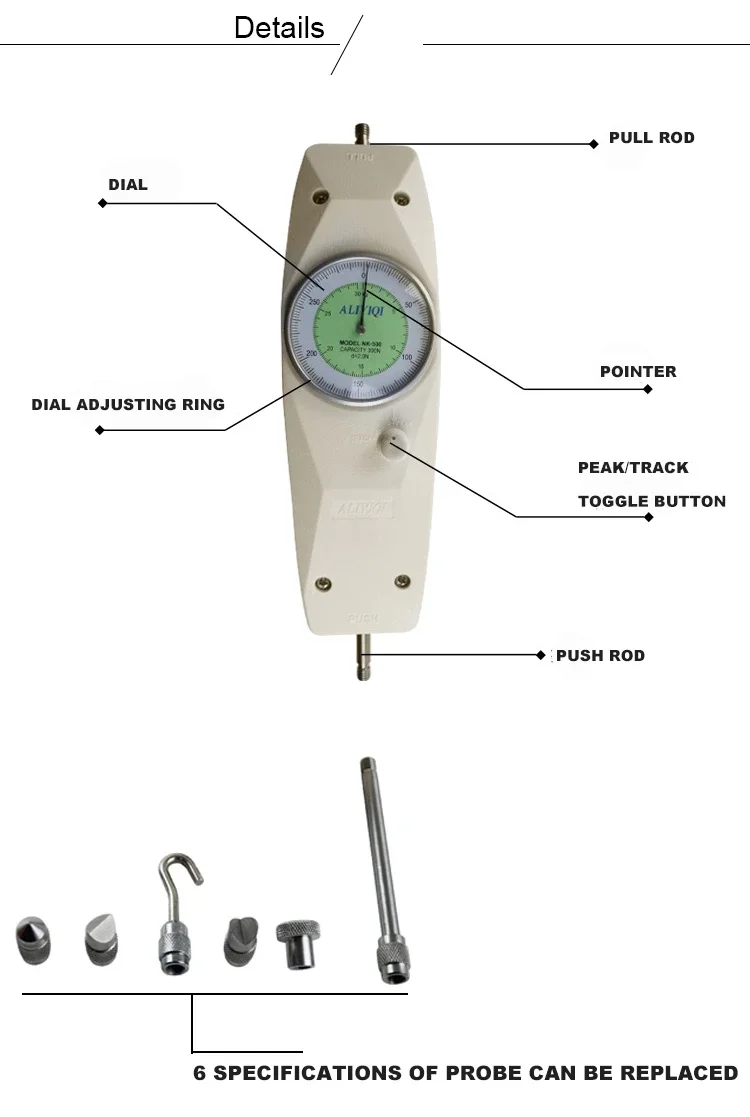 NK Analog Force Gauge Force Meter Pointer Dynamometer 10N 10KG 500N 50KG