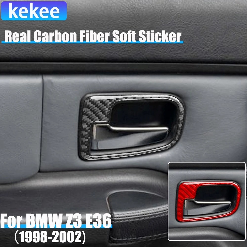

Real Carbon Fiber Car Accessories Door Handle Frame Trim Decorative Cover Soft Sticker For BMW Z3 E36 1998 1999 2000 2001 2002