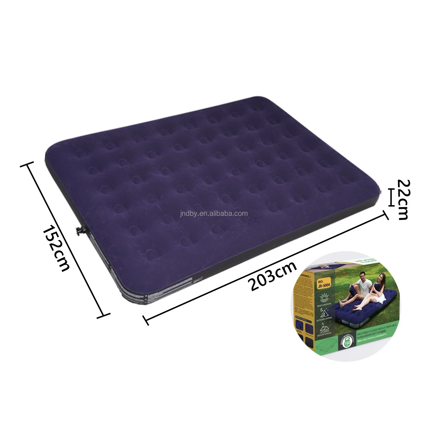 Factory Wholesale Camping Air Bed Full Size Flocked Surface Portable Air Mat Inflatable Portable Air Mattress