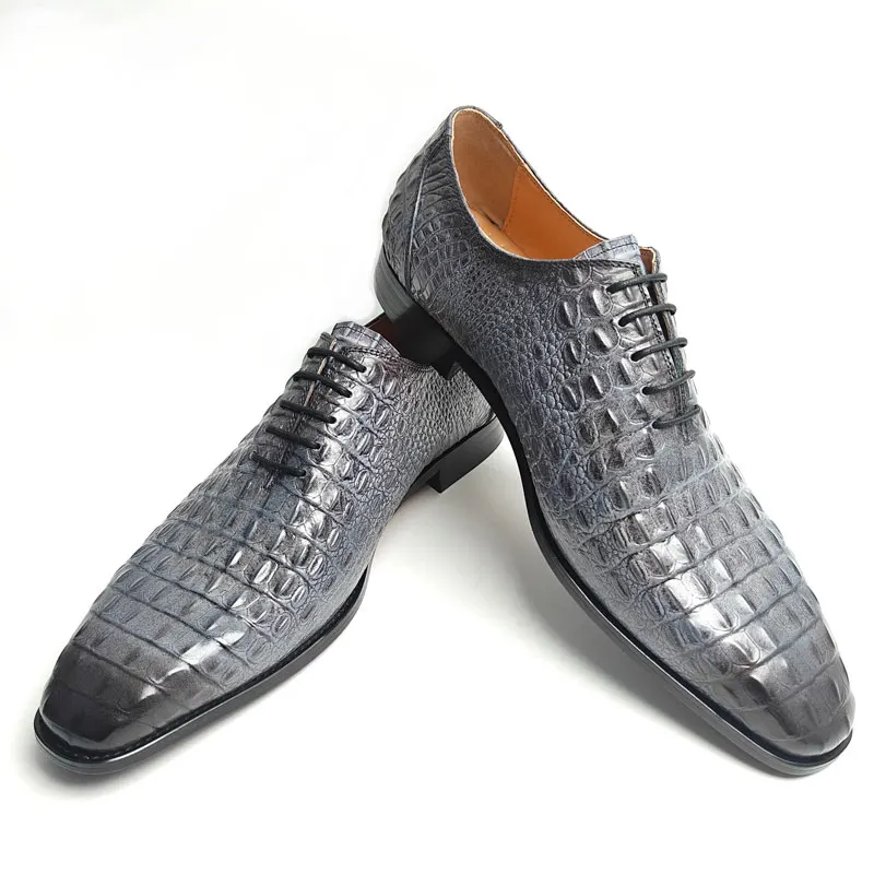 Business Leather Shoes For Men Luxury Crocodile Pattern Zapatos De Vestir Hombre Lace Up Wedding Office Dress  Fashion Man Shoes