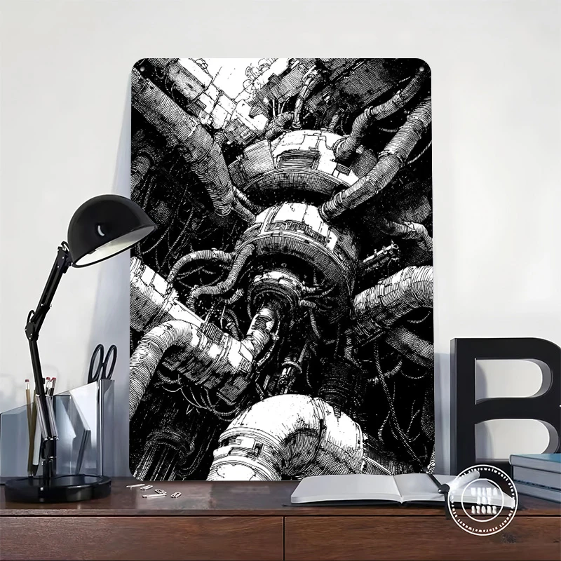 Intricate Mechanical Structure Tin Poster Customized Wall Art Retro Vintage Metal Signs for Fans Room Office Decoration At Home