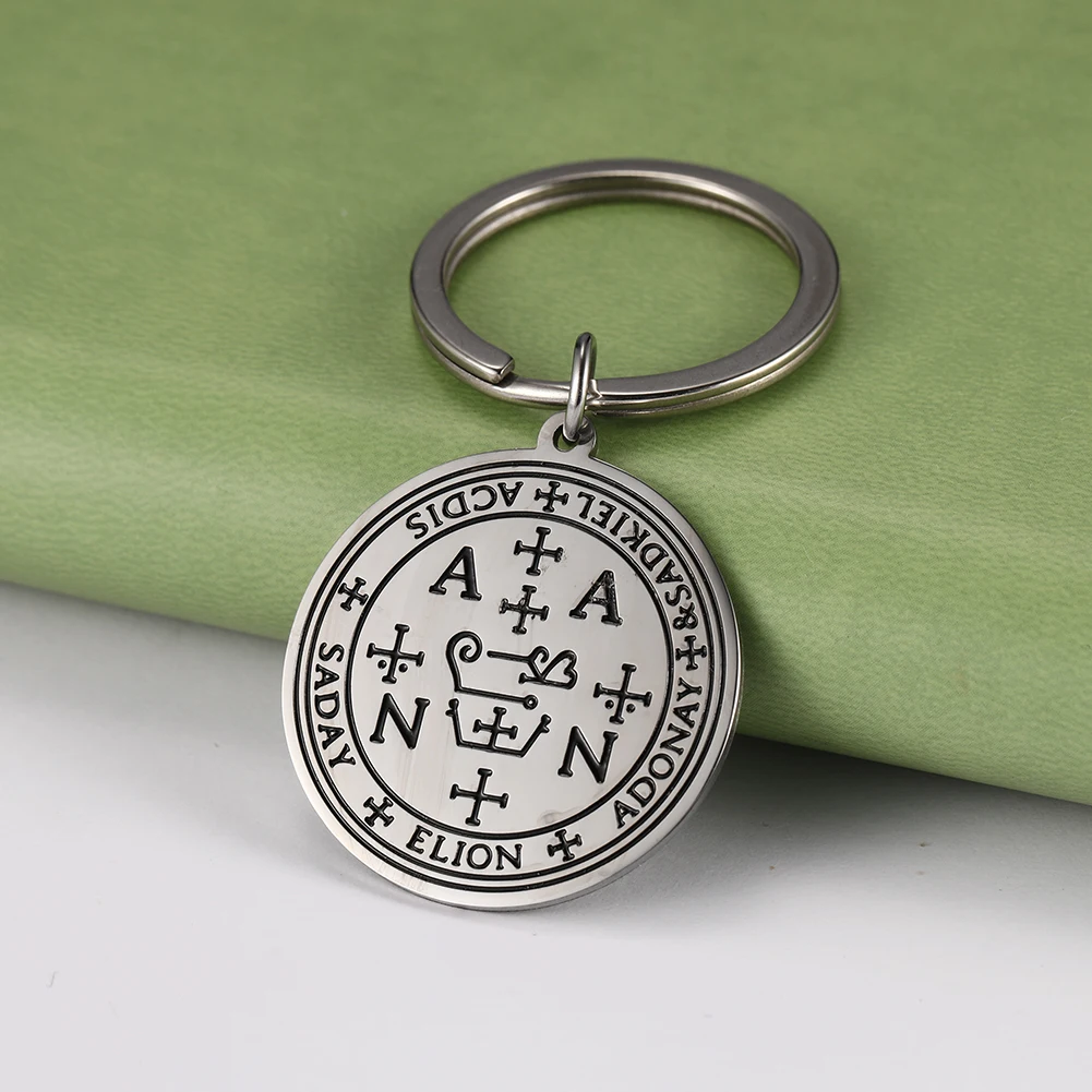 Dawapara Seal of Archangel Michael Samael Zadkiel Uriel Pendant Keychain Michaelmas Protection Amulet Stainless Steel Jewelry