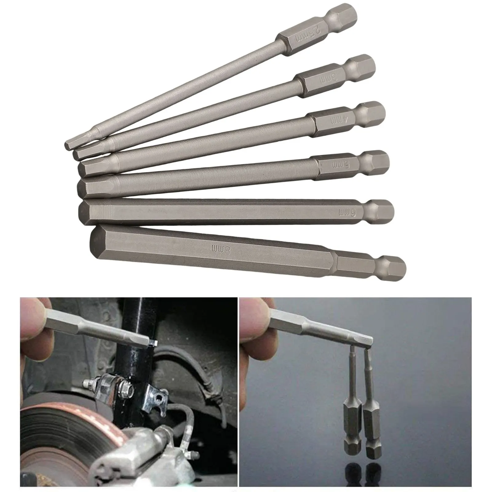 New 6PCS 100mm Magnetic Screwdriver Bit Hexagon Head Tool Bit With 1/4\\\\\\\