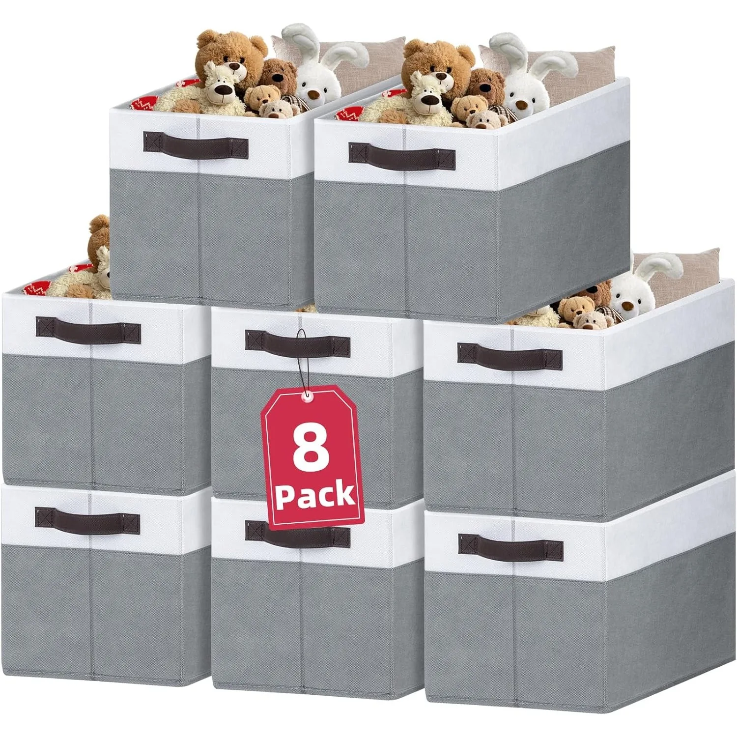 

8 Pack Closet Organizers and Storage Bins - Extra Large Storage Baskets for Organizing - Clothes Storage Bins for Shelves