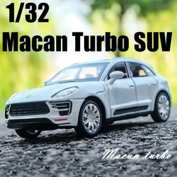 1:32 Macan Turbo SUV Alloy Car Model Diecasts & Toy Vehicles Metal Miniature Pull Back Sound Toys For Childrens Gift A43