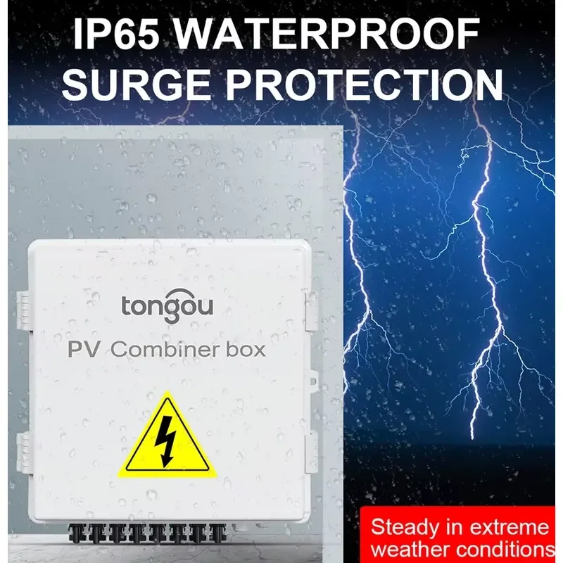 Solar PV Combiner Box with Lightning Protection 10A 8-String 1000V DC for Solar Panel Systems 550V