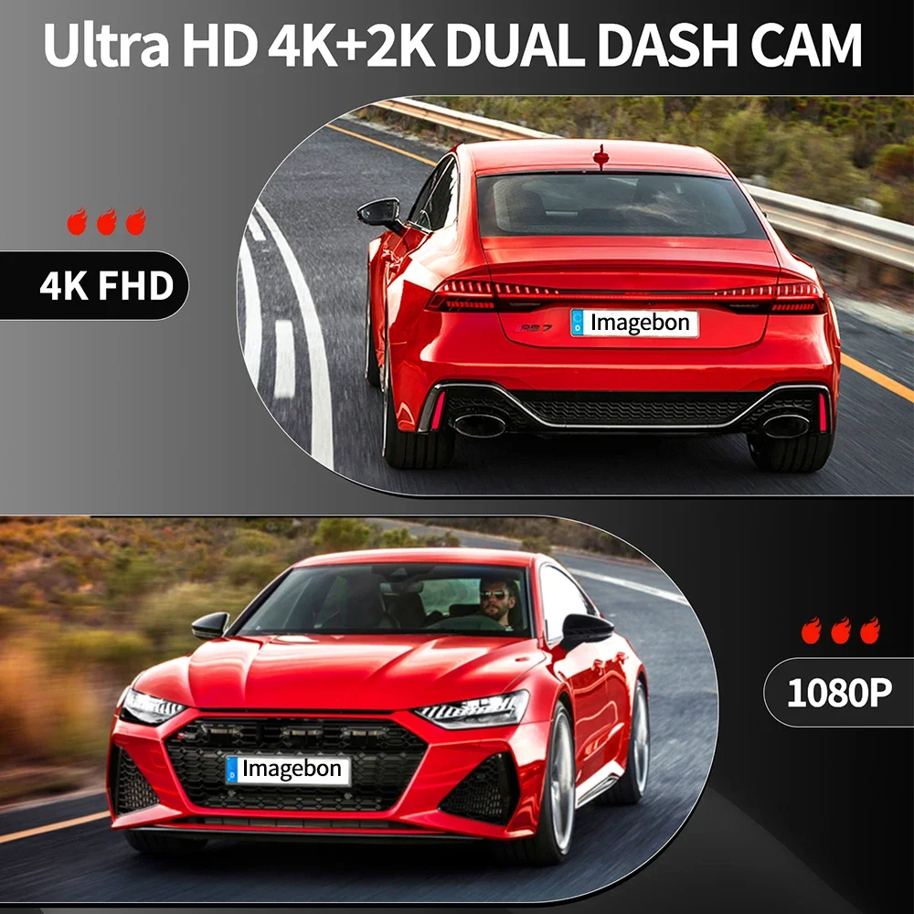 A8 Pro 9” Wireless Carplay & Android Auto Dash Cam 2K Rearview Camera 24h Park Monitor GPS Navigation Dashboard Car DVR