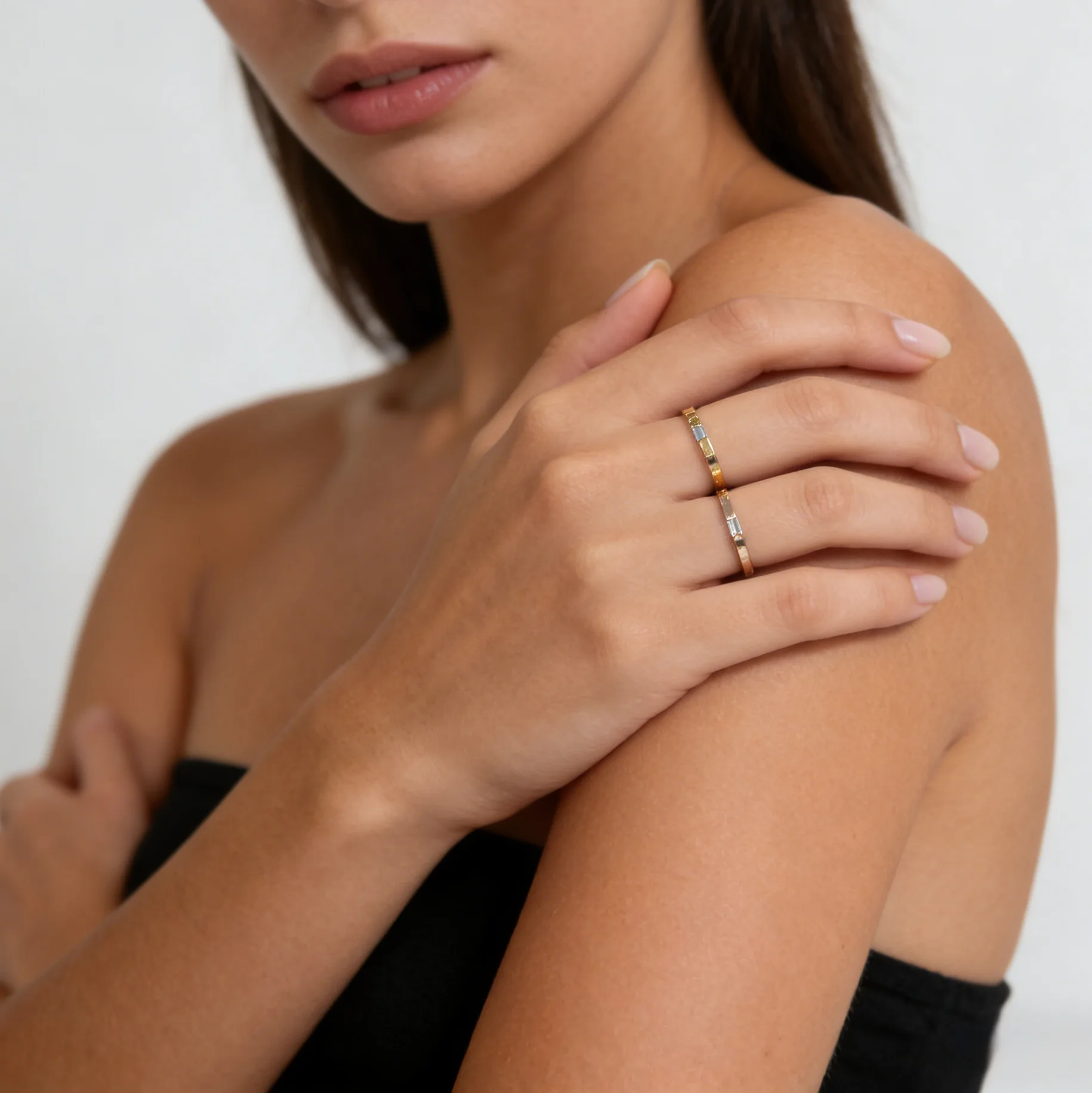 2026 Titanium Steel Fashion Long Diamond Rings For Her Rose Gold Tail Ring Golden All Match Sweet Jewelry Daily Wear Party Gift