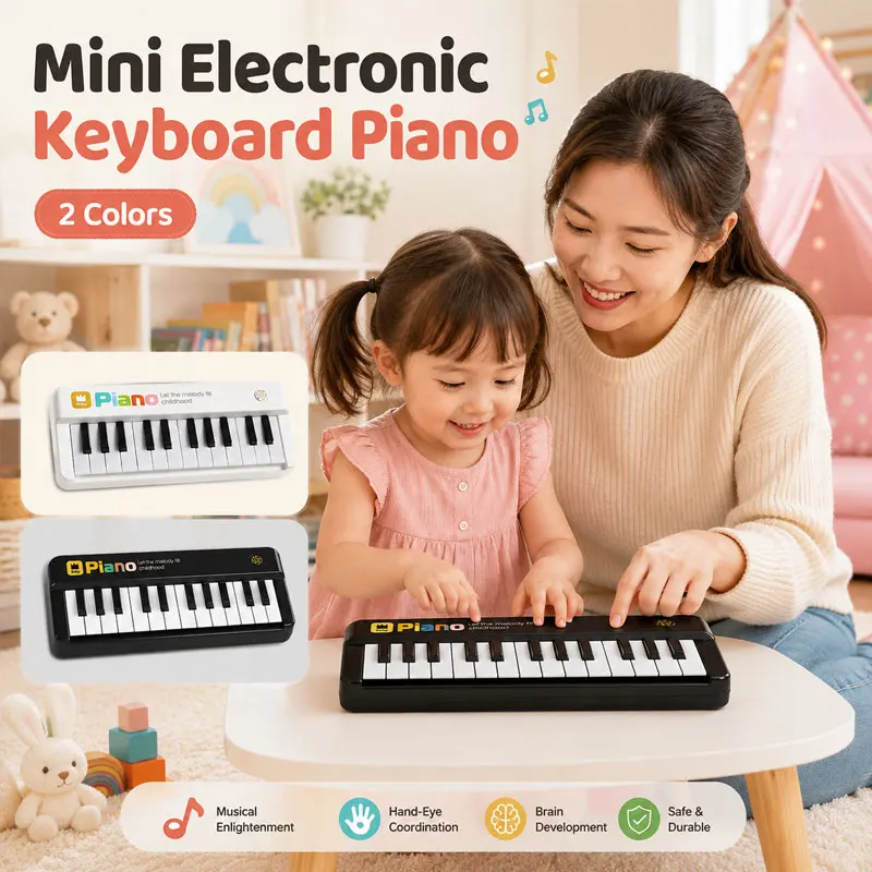 Mini Electronic Keyboard Piano for Kids 24 Keys Toddler Piano Multifunction Musical Educational Instrument Toy with Light
