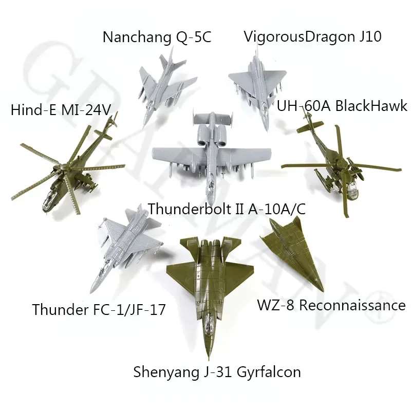 1/144 4D Assembly Airplane Mi24 Helicopter FC-1 J10 US Thunderbolt Fighter Reconnaissance Plane Transporter Military Toy