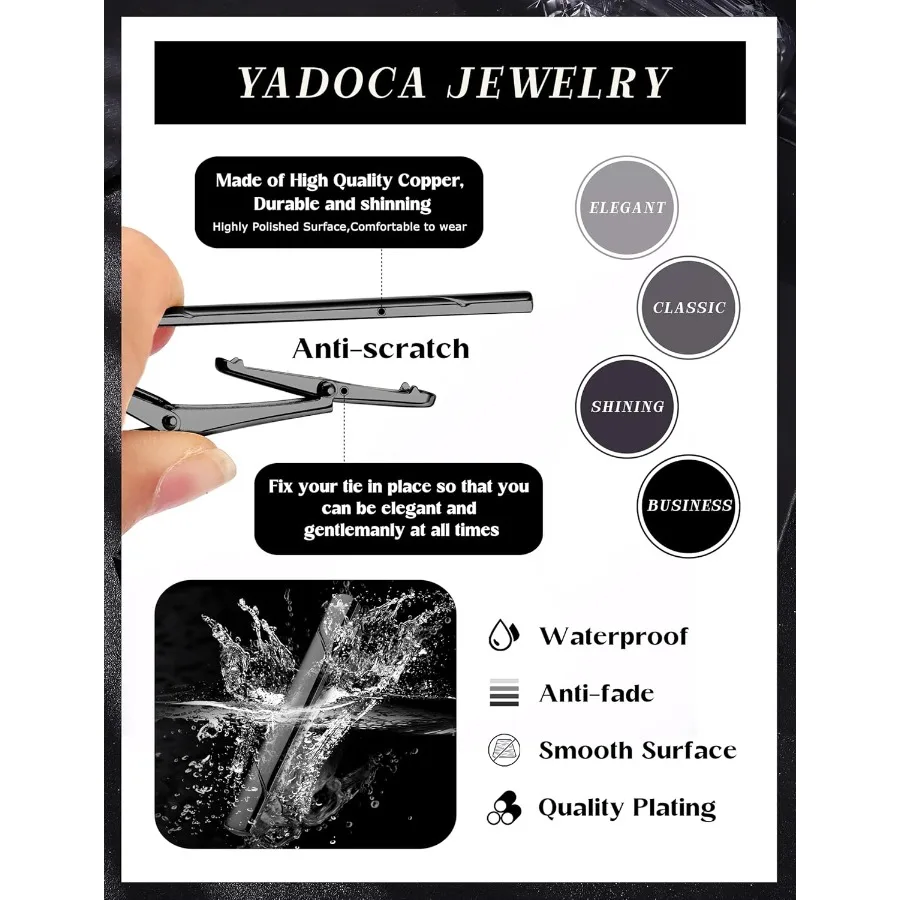 Elegant Tie Clips for Men in Black SilverTone and GoldTone Design Perfect for Wedding Business and Formal Occasions with Premiu