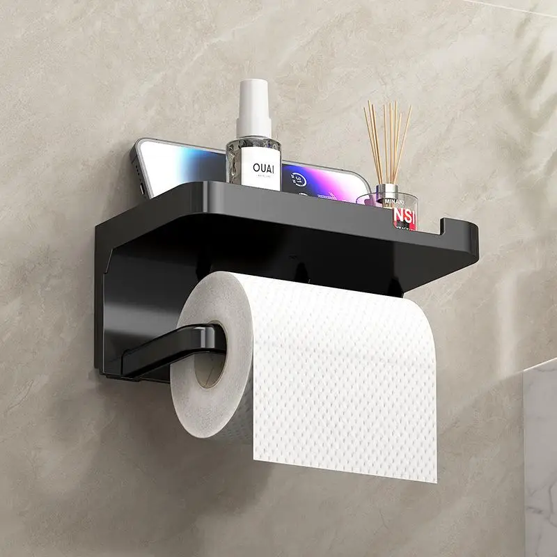 Bathroom Wall Roll Of Paper Phone Storage Toilet Paper Holder Plastic Storage Rack Kitchen Towel Placement Of Seasoning Bottles view 5