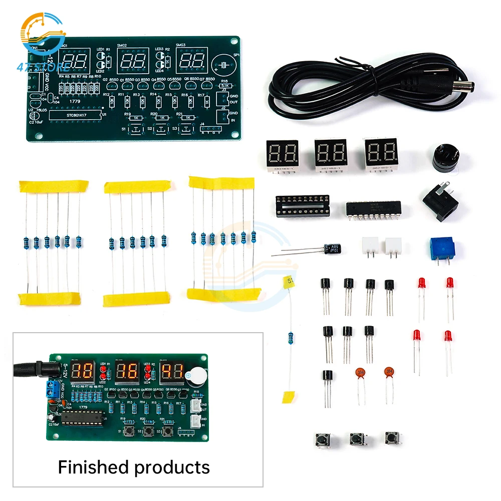 

DC 5-12V Electronic Clock Digital Tube LED Display Suite Electronic Module Parts and Components Welding Practice DIY Kits