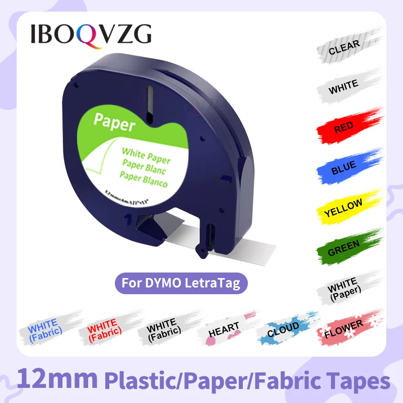 Compatible Dymo LetraTag 91200 Black on White (12mm x 4m) Paper Label Tapes for LT-100H, LT-100T, LT-110T, QX 50, XR, XM
