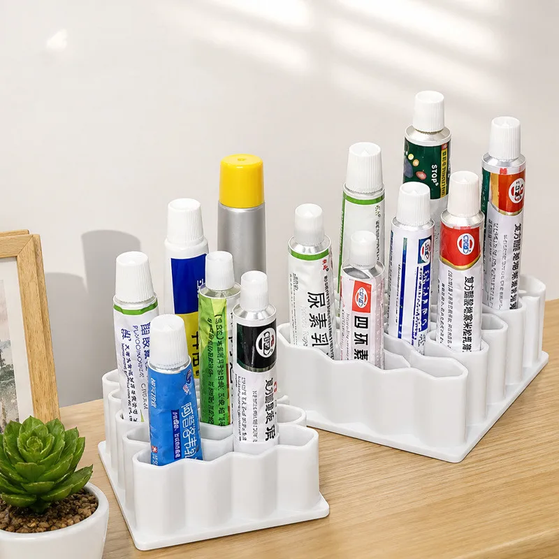 Plastic Ointment Holder Desktop Ointment Stand Material Cosmetics Storage Rack Pen Holder Home Ointment Compartment Organizer