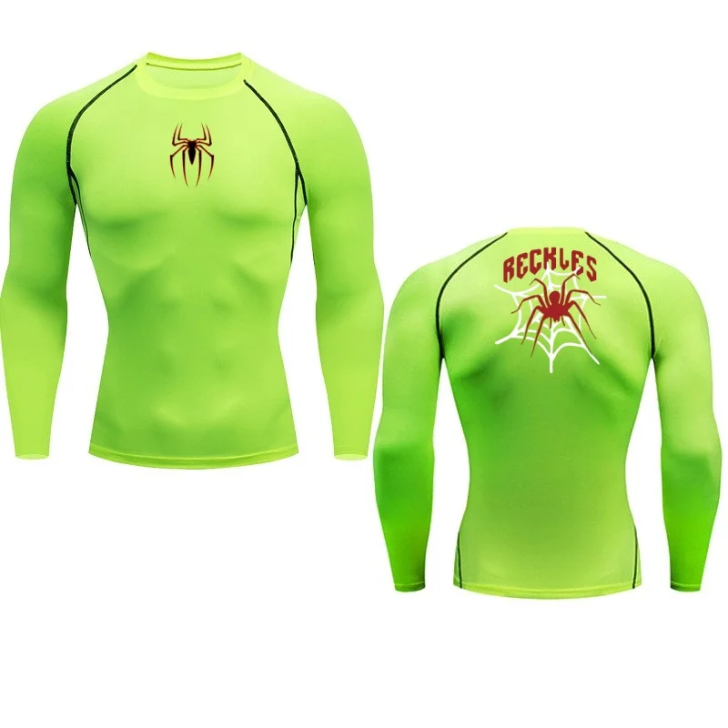 New Tight  Long  Sleeved Front  And Back Printed Jogging Fitness Fast Drying Tight Running Training Speed Dry Long Sleeved Shirt