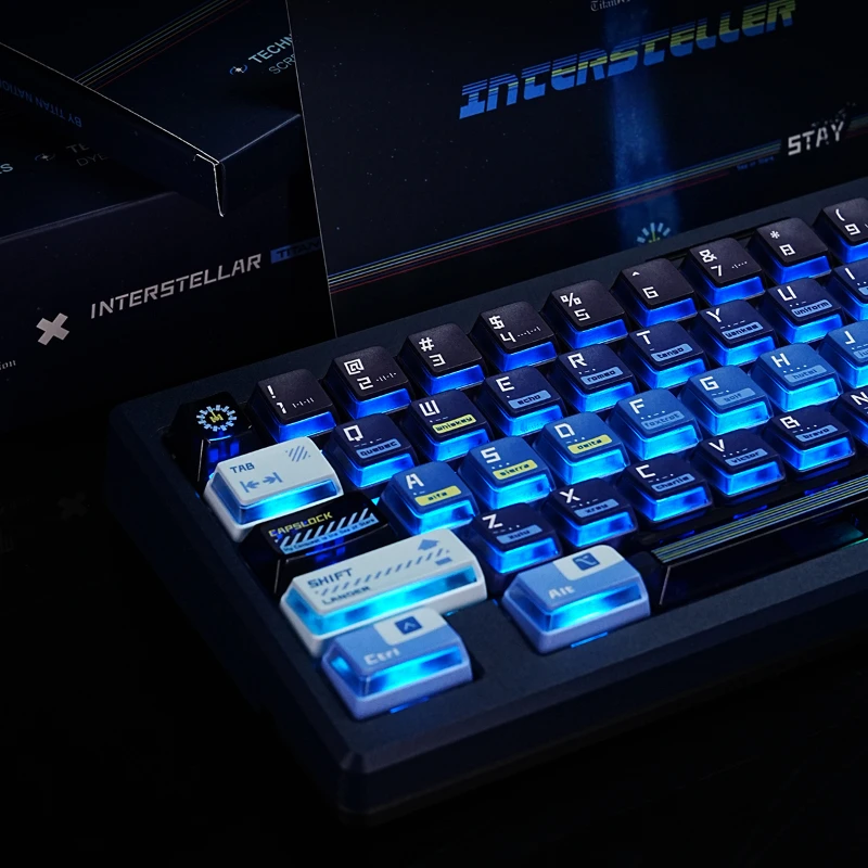 Blue Interplanetary Theme Keycaps 144/155Keys Cool PBT+pc Cherry/nuclear Power Profill Keycap Mechanical Keyboard Accessories