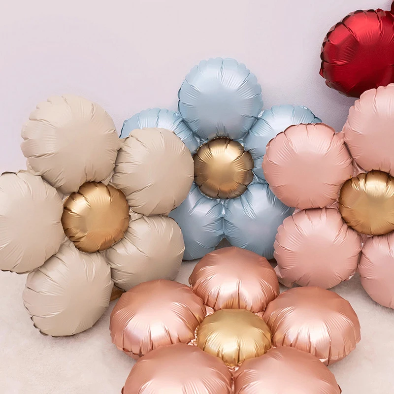 Balon Film Aluminium Bunga Matte Balon Pesta Pernikahan Ulang Tahun Pertama Bayi Perlengkapan Baby Shower Anak Laki-laki Perempuan Balon Balon Mainan