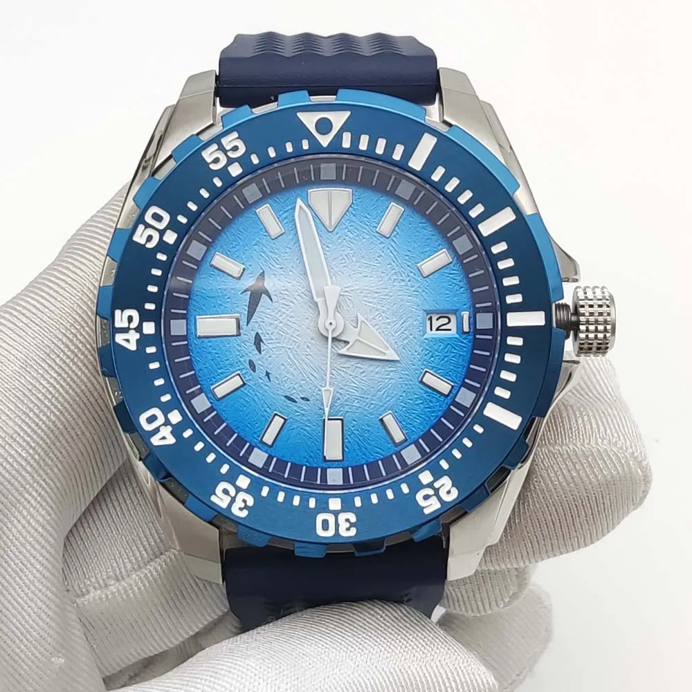 Elegant and stylish Men's Automatic Mechanical NH35 Watch, Sapphire Glass, Clear Glass Back, Men's Blue Watch