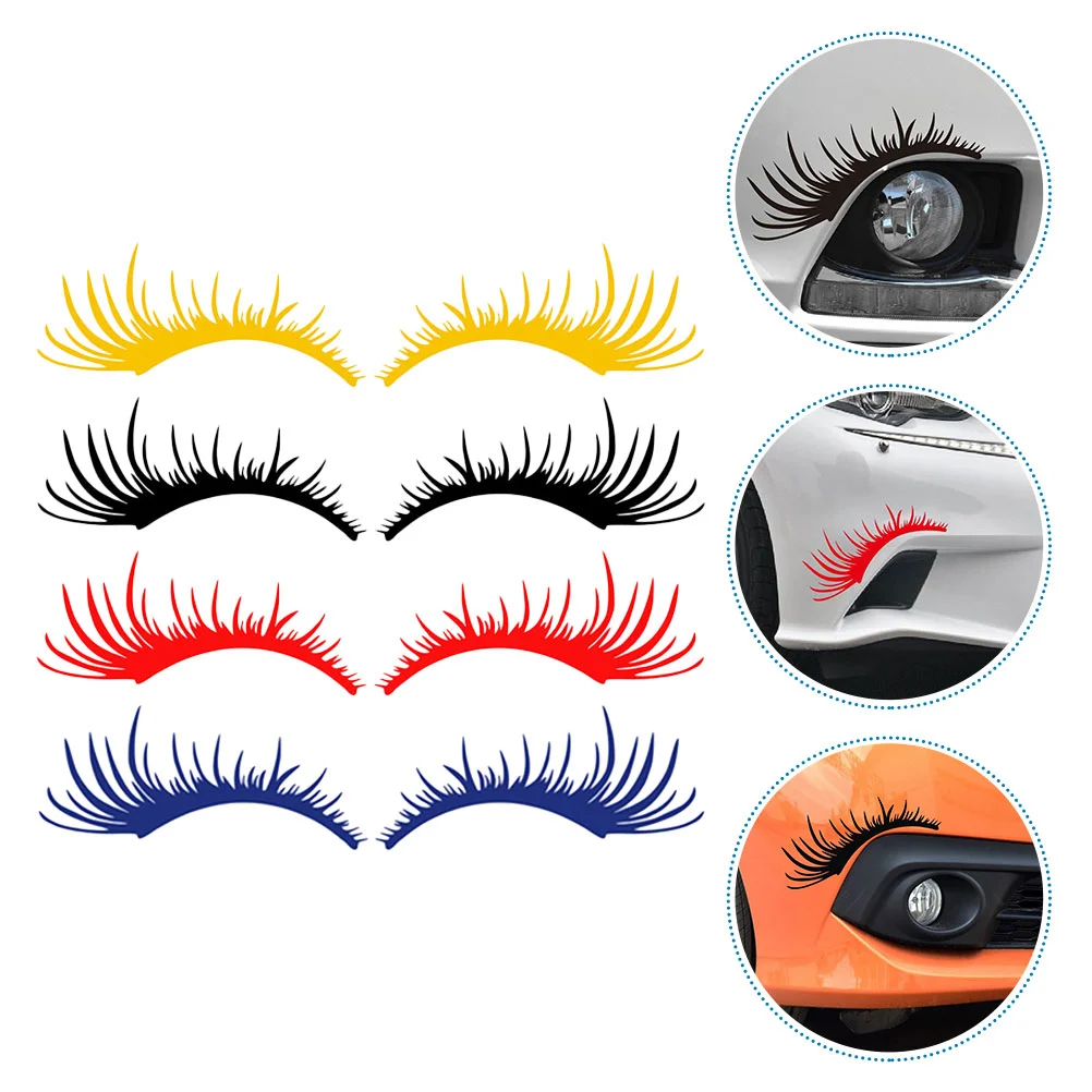 4 Pairs Eye Lashes Auto Exterior Decor Bumper Sticker Funny Car Decals Stickers Decorate