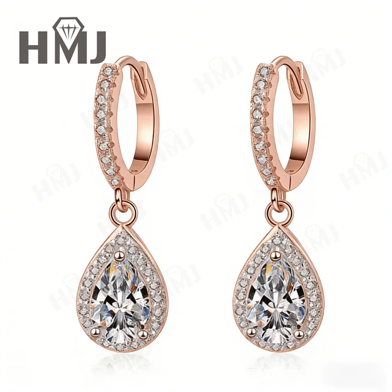 

Нежный микронабор, серьги-подвески в форме груши с муассанитом, ювелирные изделия из стерлингового серебра 925 пробы для женщин, сияющий огнестойкий шарм