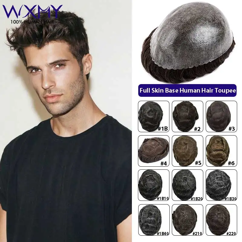 

Men's Capillary Prothesis Toupee Hair Men 0.1-0.12mm Full Skin Hair Systems Indian Human Hair Man Wig 6" Male Hair Prosthesis