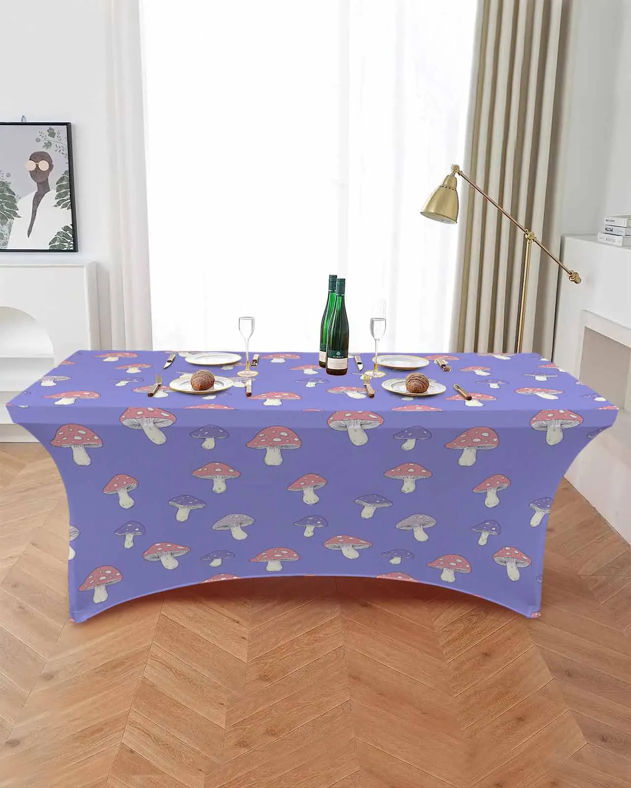 Mushroom Hand Drawn Lines With Dots  Elastic Table Skirt Wedding Birthday Table Decoration Table Skirt Tablecloth for Party