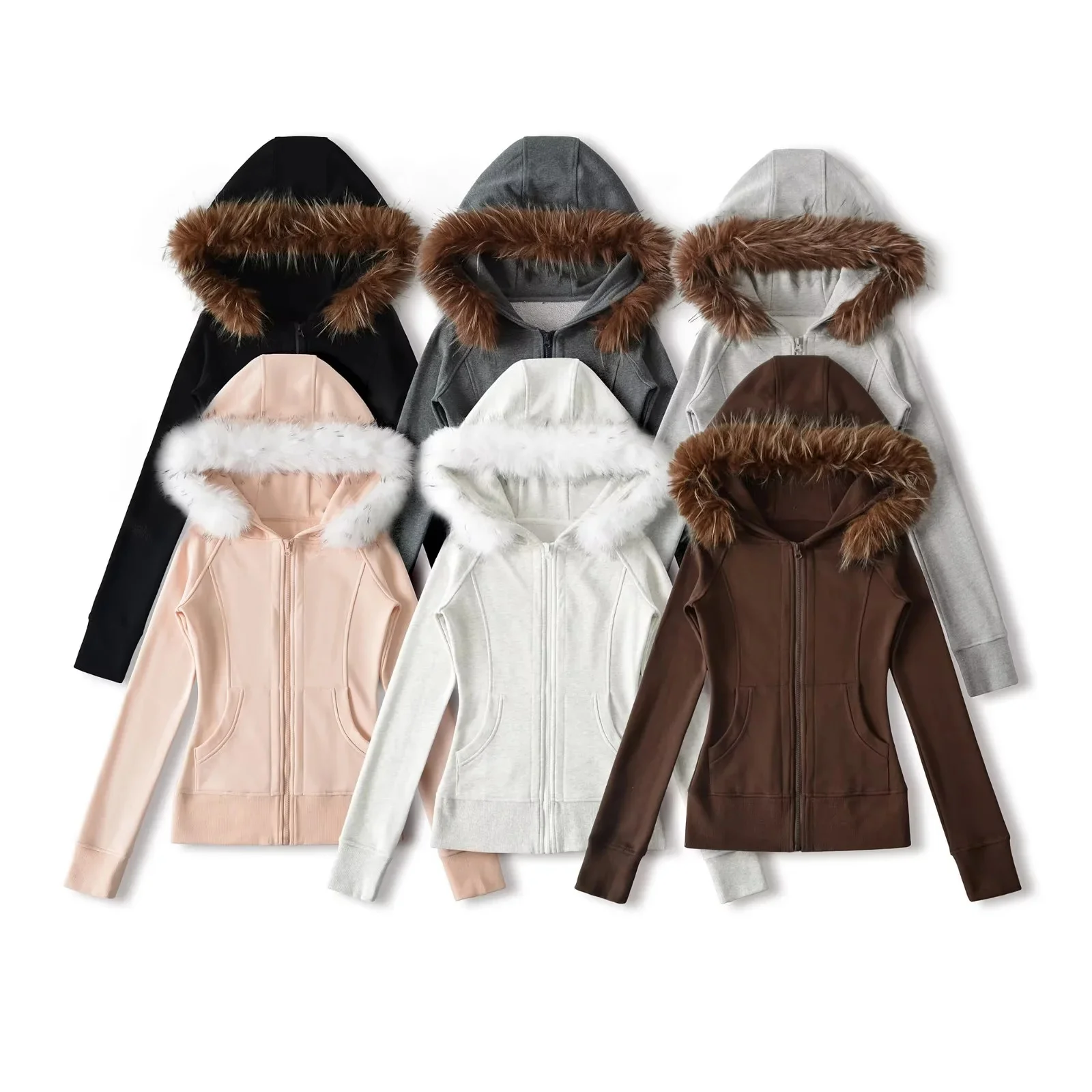 

Retro American Hooded Sweatirt Women's Slim Fit Waist Cinched Casual Outerwear Open Cardigan Autumn New Faion Removeable ...