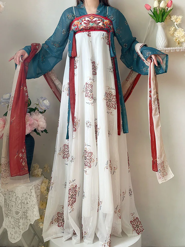 

Original Hanfu Chinese Traditional Women's Dresses Embroidery Skirt Spring Summer Ancient Cosplay Hanfus Dress Long Skirt