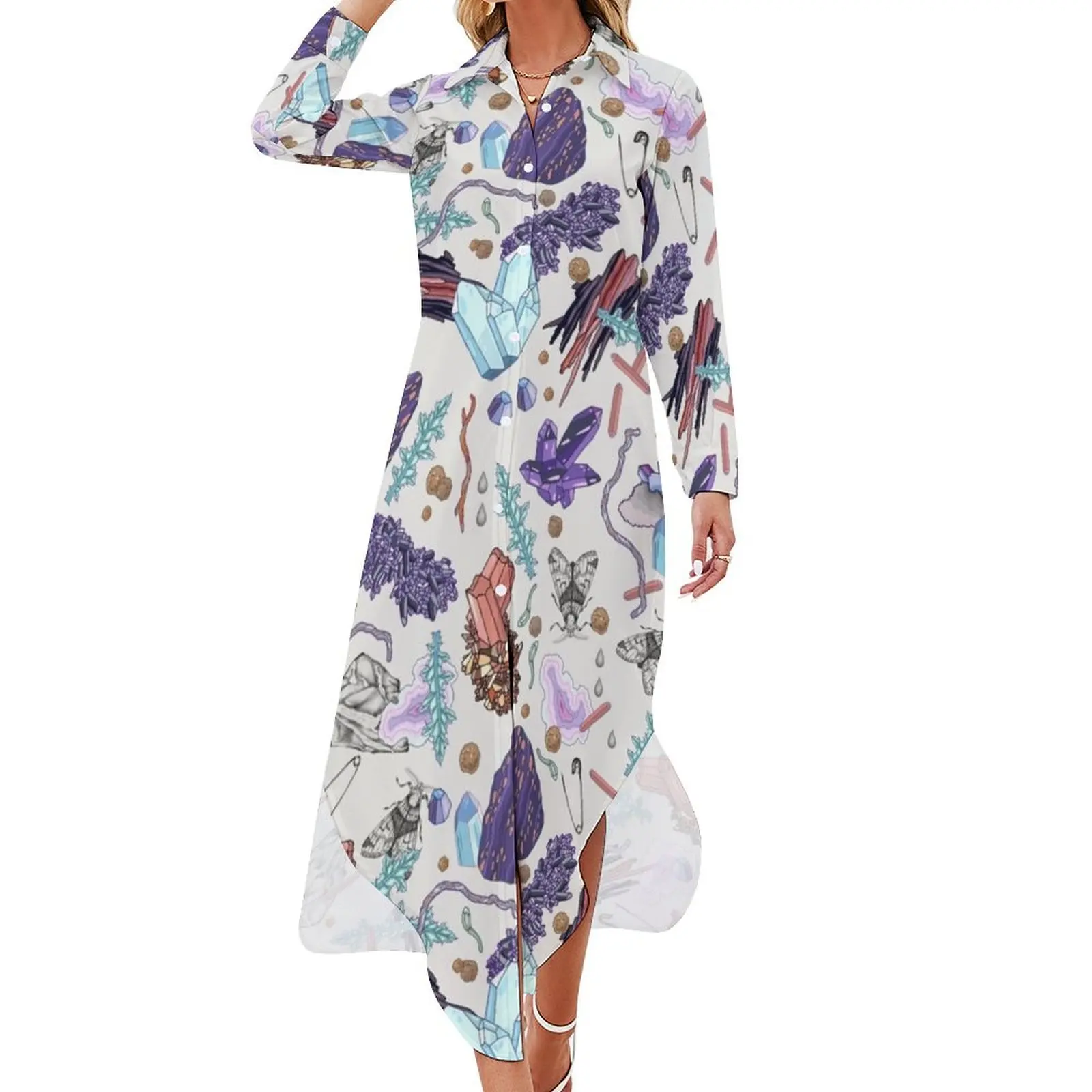 

Платье-рубашка Tiny dreams с длинным рукавом, платья на церемонию, сказочное платье, вечерние платья для женщин