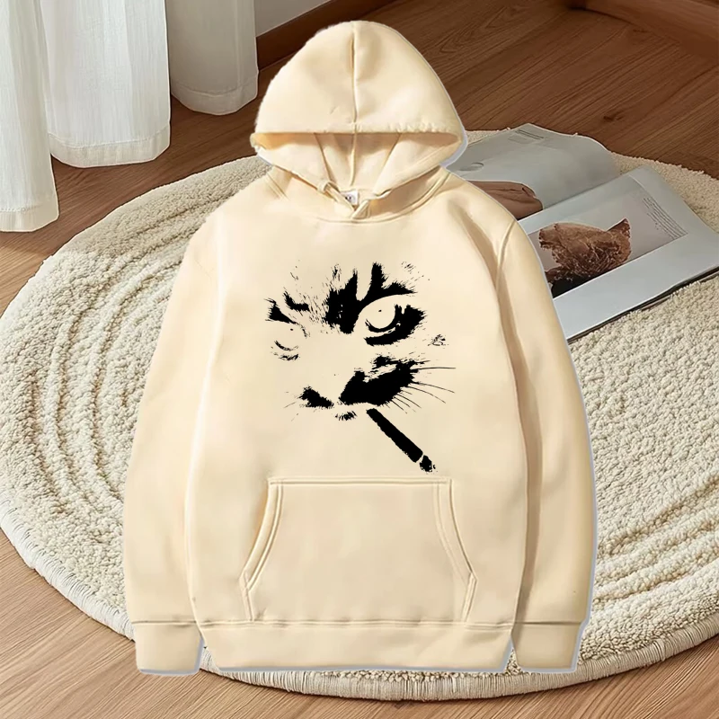 Funny Meme Smoking Cat Face Graphic hoodie 2025 men women funny fashion cool Long sleeve streetwear print oversized tops unisex