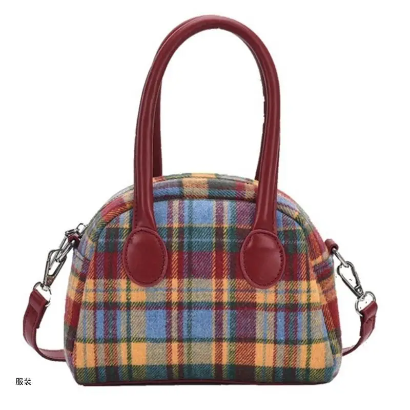 

D0UD Seashells Crossbody Bag for Women All-matching Shoulder Bag Plaids Bag
