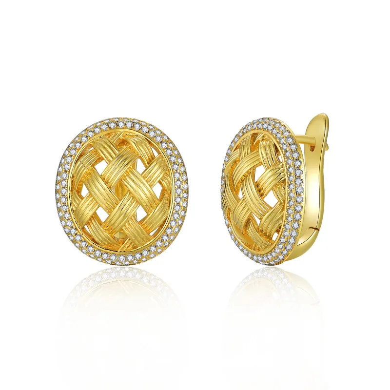 KEEP YES All Moissanite Diamond Stud Earrings for Women 0.9ct Skeleton Style 925 Sterling Silver Plated 18k Gold Fine Jewelry