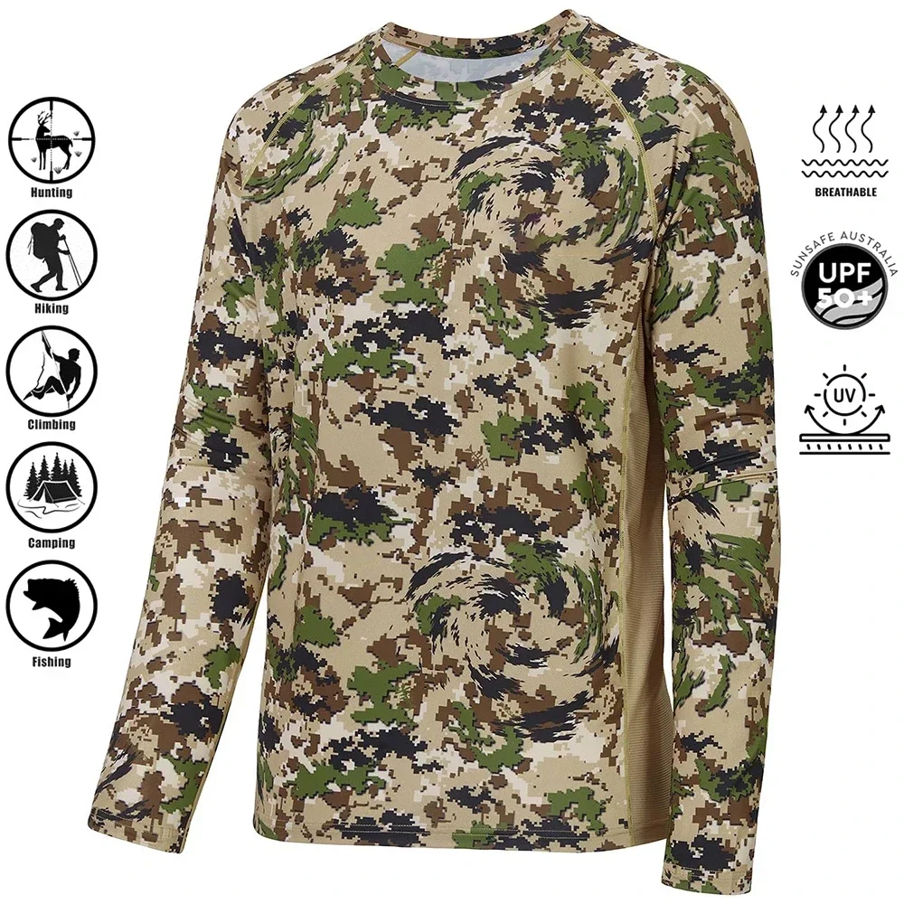 UPF50+ 2024 Fishing Shirt Long Sleevehunting Camouflage Man Outdoor Moisture Wicking Jersey Fishing Apparel Tops