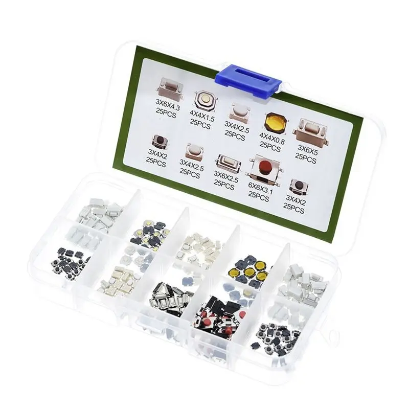 BHBL 250PCS Light Touch Switch Keys 10 Specifications 25 Patch Switches of Each Type