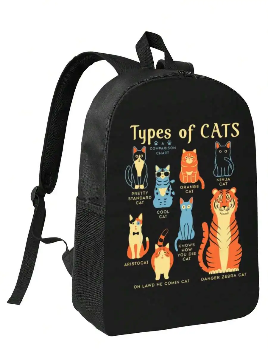 

Funny Cat Print Backpack For Adults Spacious Travel Bag With Shoe Compartment