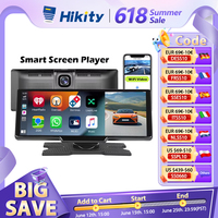 Hikity Universal Wireless Apple Carplay Android Auto Car Monitor Dashcam DVR Support FM Voice Control With Reverse Cam and card