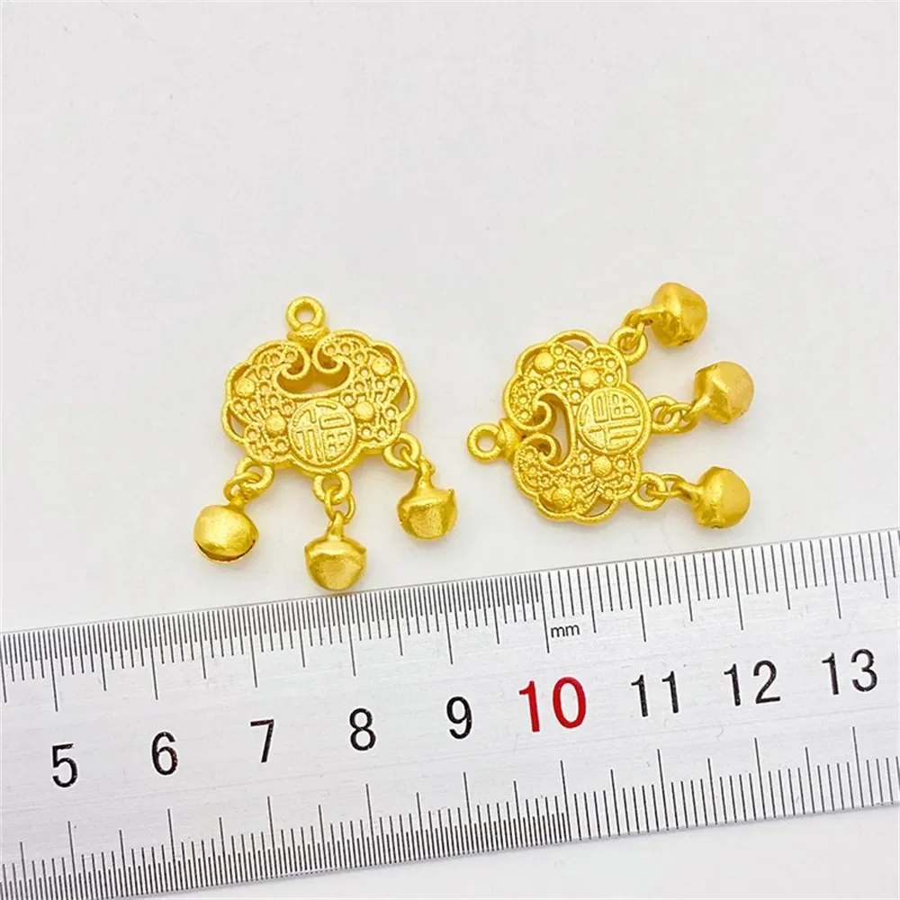 Antiguo Fasha Golden Bell Fu personaje Ruyi Lock Charm colgante DIY suministros de joyería cuentas para collar pulsera accesorios artesanales
