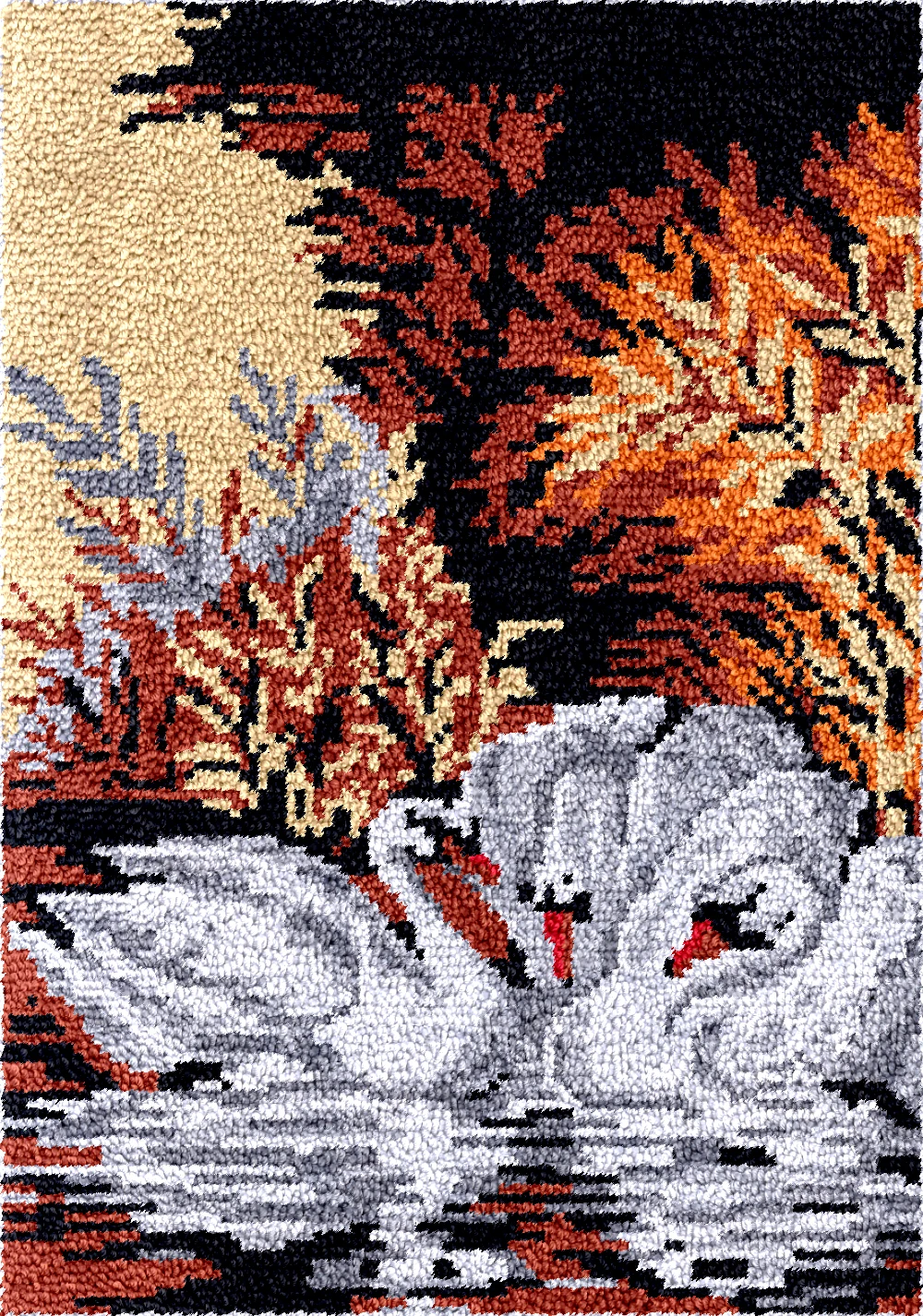 

Swan Lake large latch hook kits carpet embroidery set Hobby crafts accessories and materials plastic canvas bag Knot rug smyrna