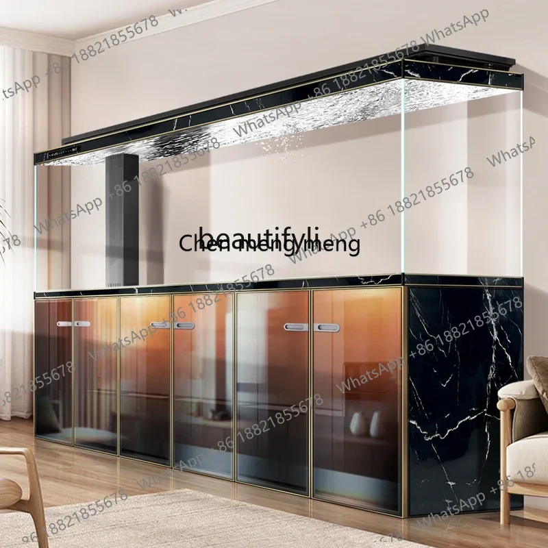 A182 High-end living room fish tank with cabinet integrated bottom filter ultra-white glass large aquarium