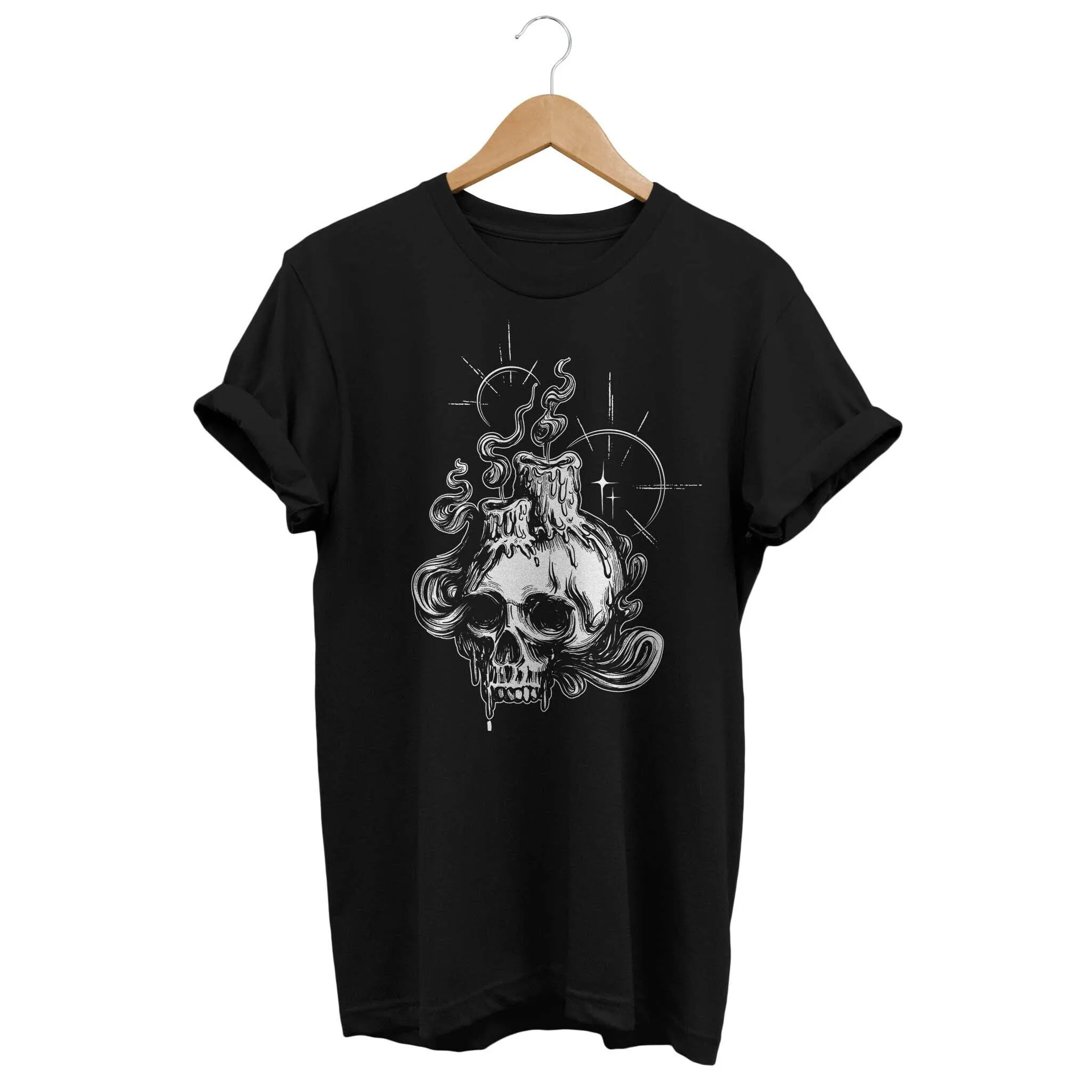 Candle Holder Skull T Shirt Gothic Alternative Clothing Goth Grunge Outfit E Girl Edgy Apparel Boy Clothes Emo Top