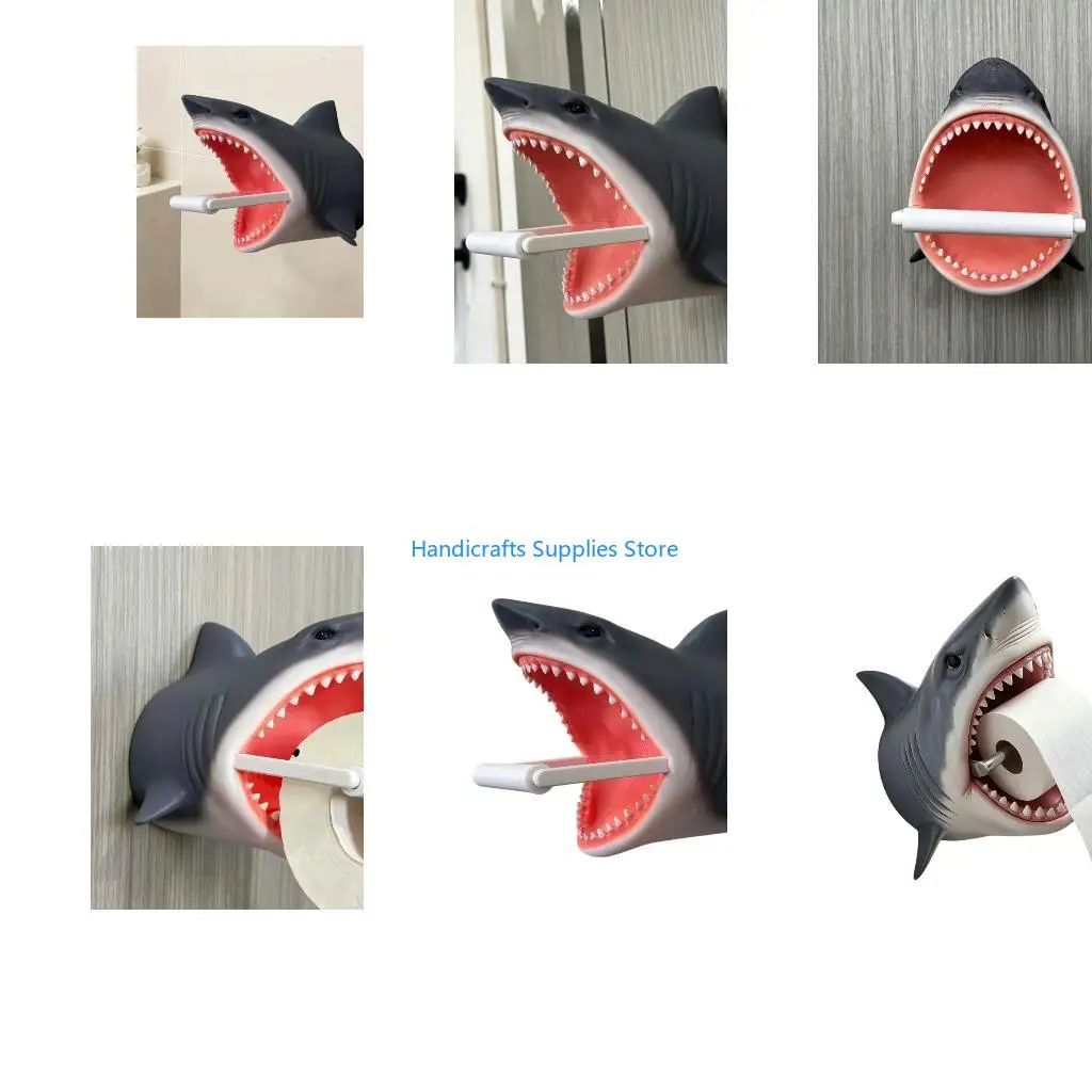 R1WA Badezimmerrollenspenderständer 3D-Haifisch-Stil, Toilettenpapierhalter für oder Thekenplatzierung,