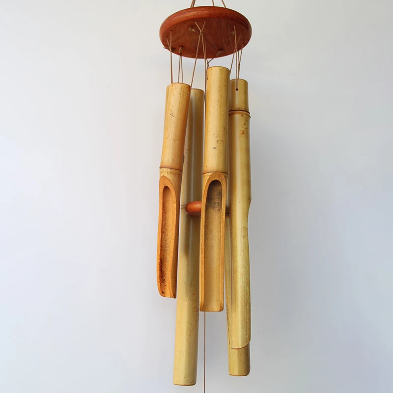 1Pcs Retro Wooden Wind Chime  Hand-carved Tuning Natural Bamboo Wind Chimes Nordic Home Office Pendant Home Decoration Gift