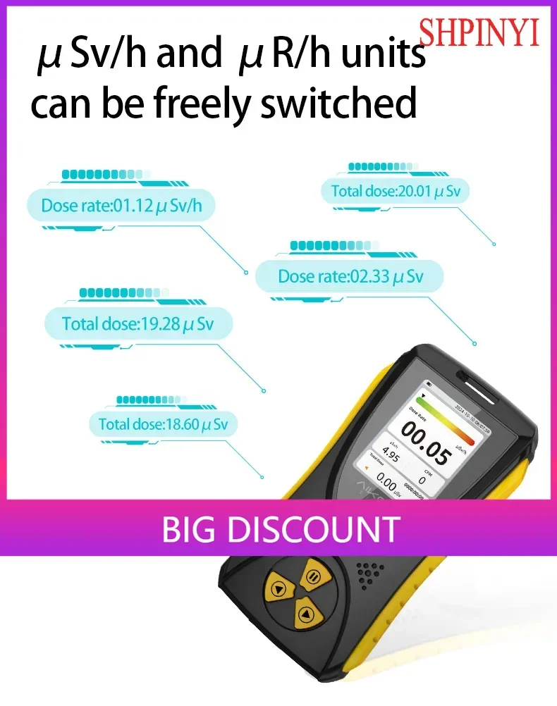 AIKESI HFS-10Pro Contador Geiger Dosímetro Testador Radioativo Portátil X Beta Gamma Ray Detector de Radiação Nuclear