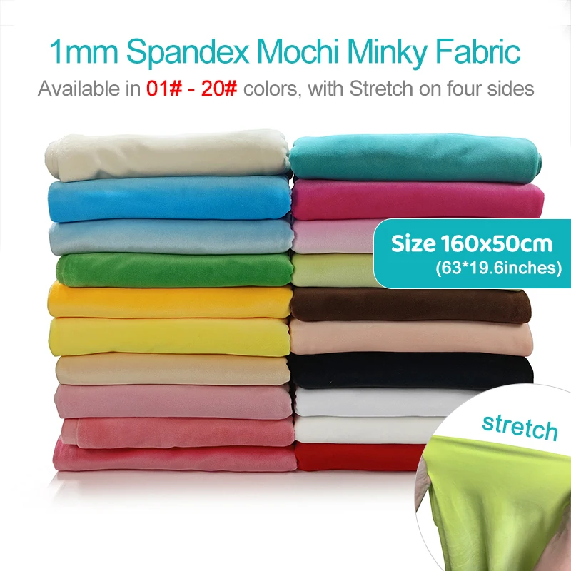 Super Stretch New20 Colors Mochi Minky Fur For Making Fursuit Paw 160x50cm 1mm Pile Super Stretch 5% Spandex Mochi Minky  Fabric