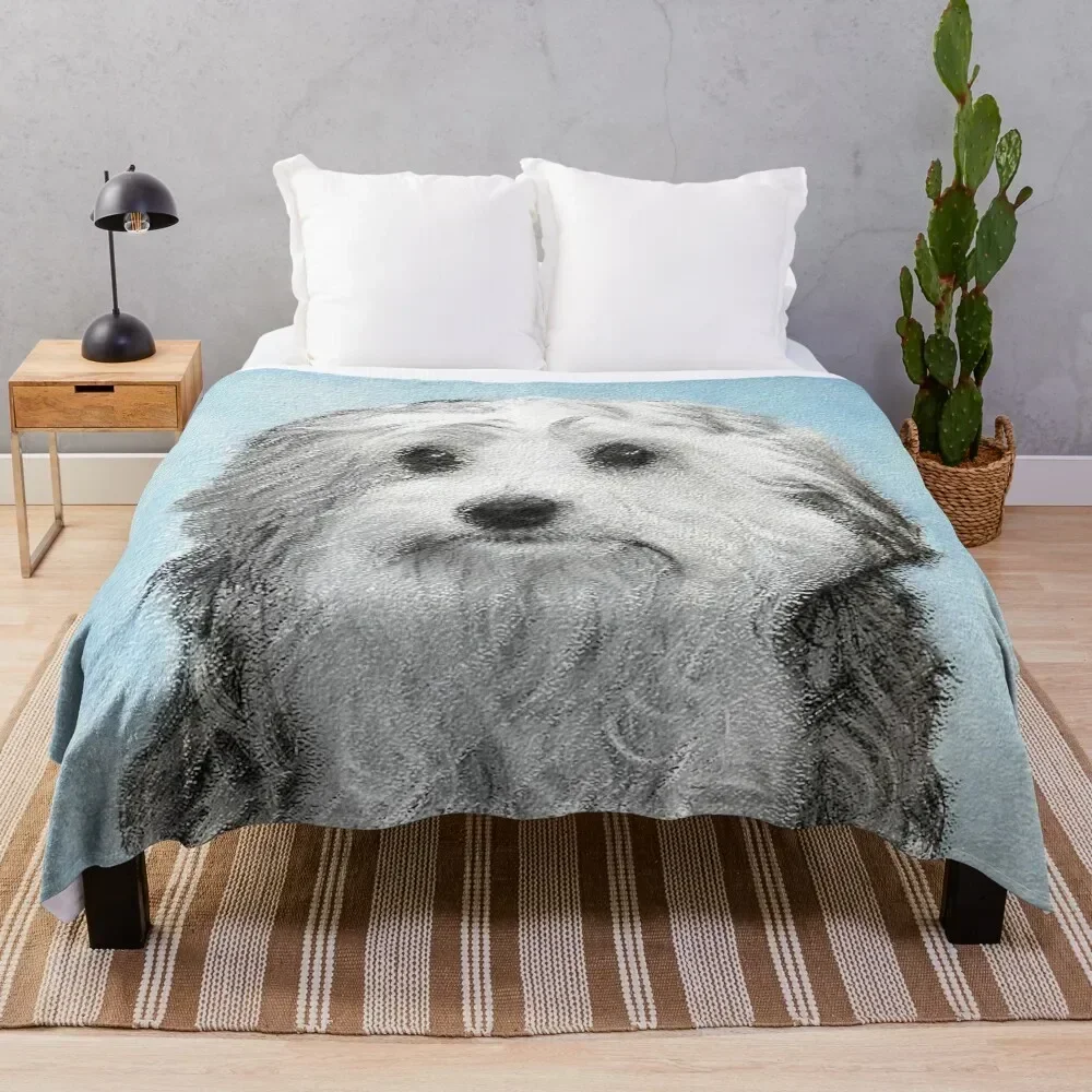 

Lowchen Painting - Cute Original Dog Art Throw Blanket Soft Bedroom Blanket for Night Sleeping