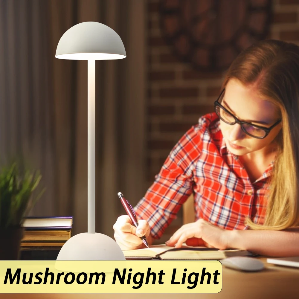 

Modern Mushroom Night Lights LED Touch Bedside Table Lamp USB Rechargeable Mood Desk Lamp Wireless Read Lamps Bedroom Home Decor