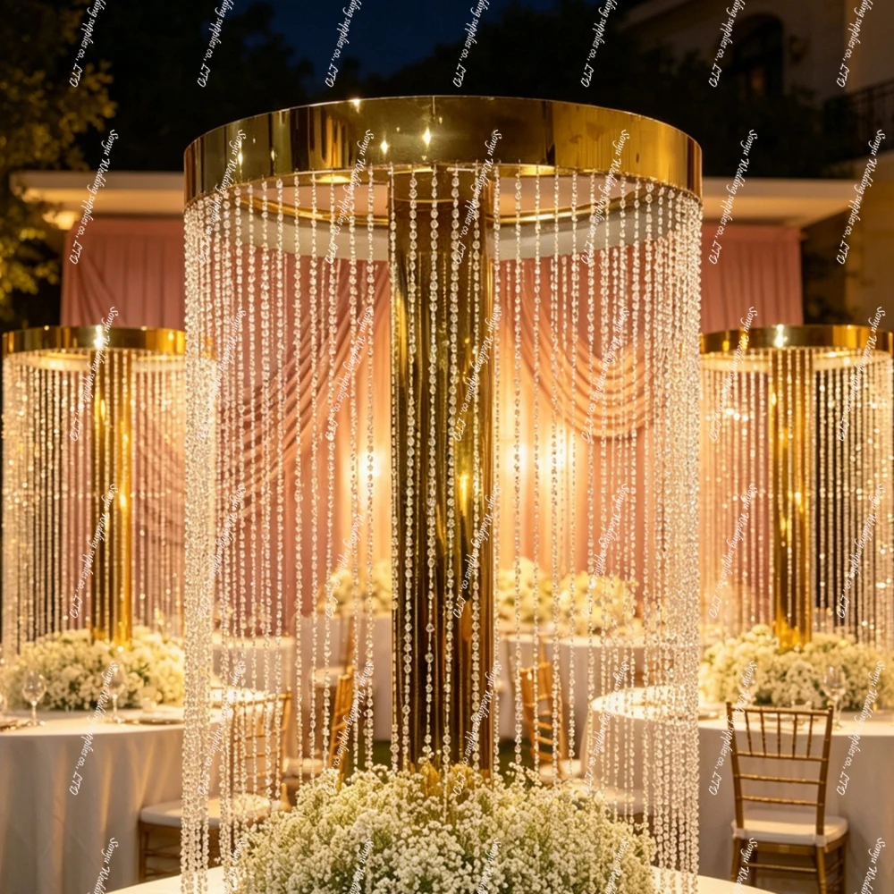 3pcs to10pcs ) 80-100cm Wedding Artificial Ferris Wheel Silk White Flower Row Runner Centerpiece for Wedding