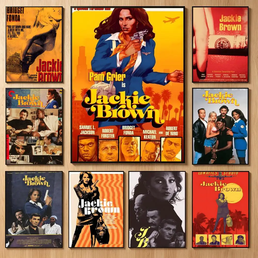 Thrilling Movie J-Jackie Brown Poster Classic Self-Adhesive PP Wall Sticker for Living Room Bar Decor Gift