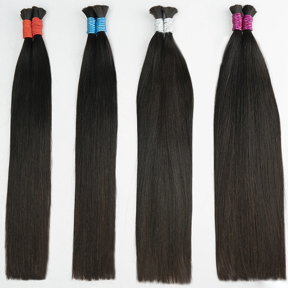 100% Real Virgin Human Hair Bulk Good Quality Natural Hair Bundle 10A Weaving For Braiding Unprocessed No Weft 1B Straight Hair